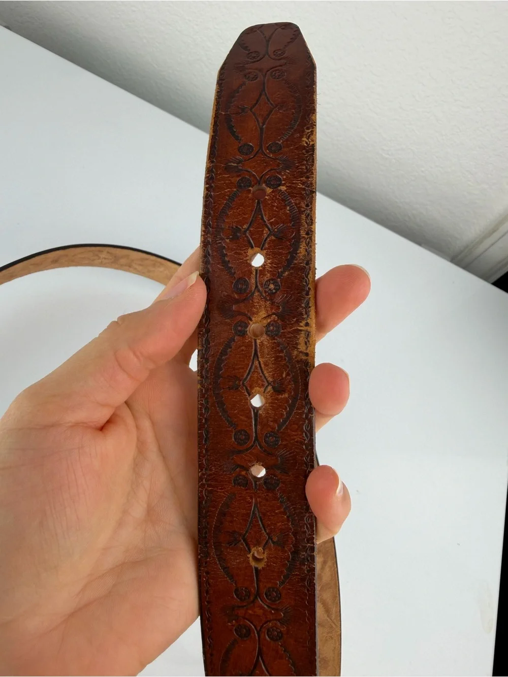 Turquoise and Silver Leather Belt Brown 36